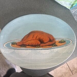 Turkey Platter John Derian 10x15 Oval Stoneware Fall Serving Tray Thanksgiving